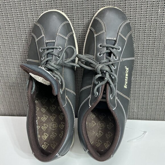 Brunswick Mens Bowling Shoes Size 10.5 Black With White Stitching - Picture 4 of 7